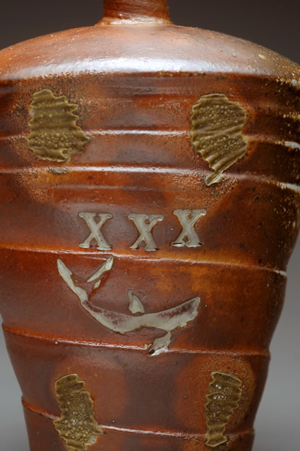 New Work :: Flask Scull Top Close up  :: Tom White Pottery